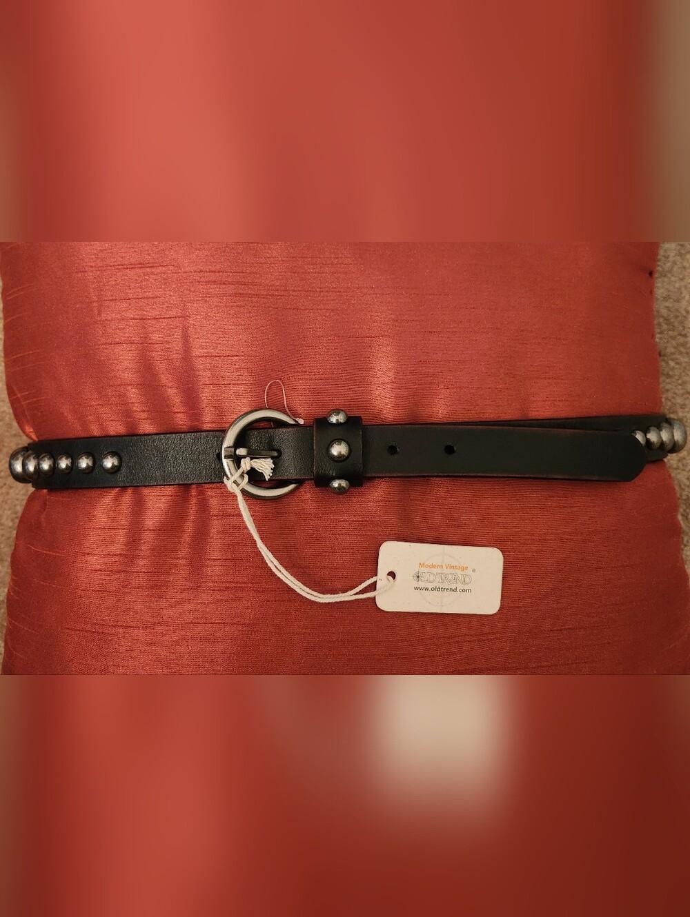 Old Trend Modern Vintage Black Leather Belt with Silver Studs